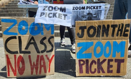 ‘Zoom picketing’: students protest Sydney University staff cuts by disrupting online tutorials