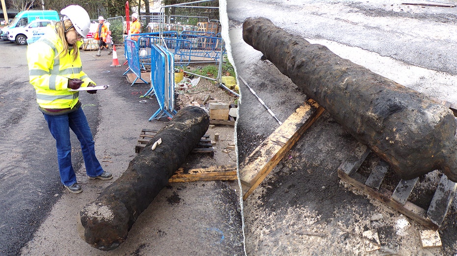 Construction crew unearths surprising 300-year-old cannon while digging in historic city