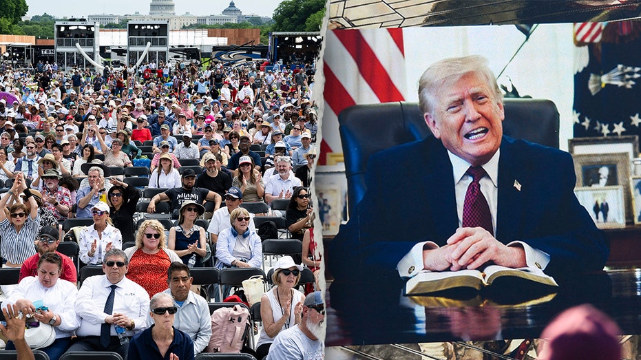 Trump reads Bible as thousands pack National Mall for America 250 prayer rally