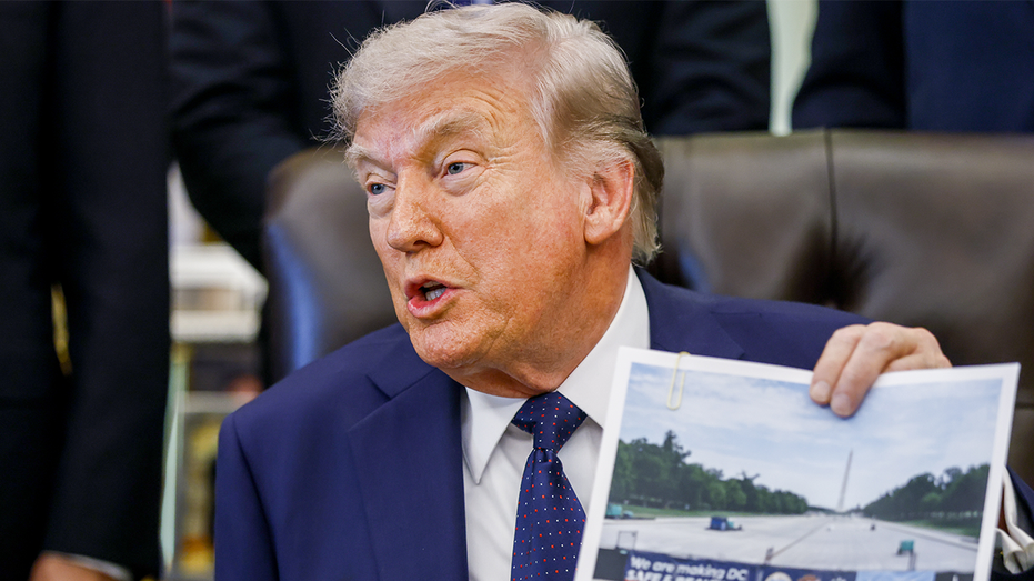 WATCH: Trump reveals flashy new color for National Mall's reflecting pool makeover